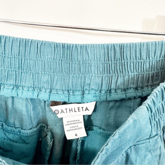 Athleta Playa Linen High Rise Pleated Wide Leg Pants in Borealis Blue - Picture 11 of 13